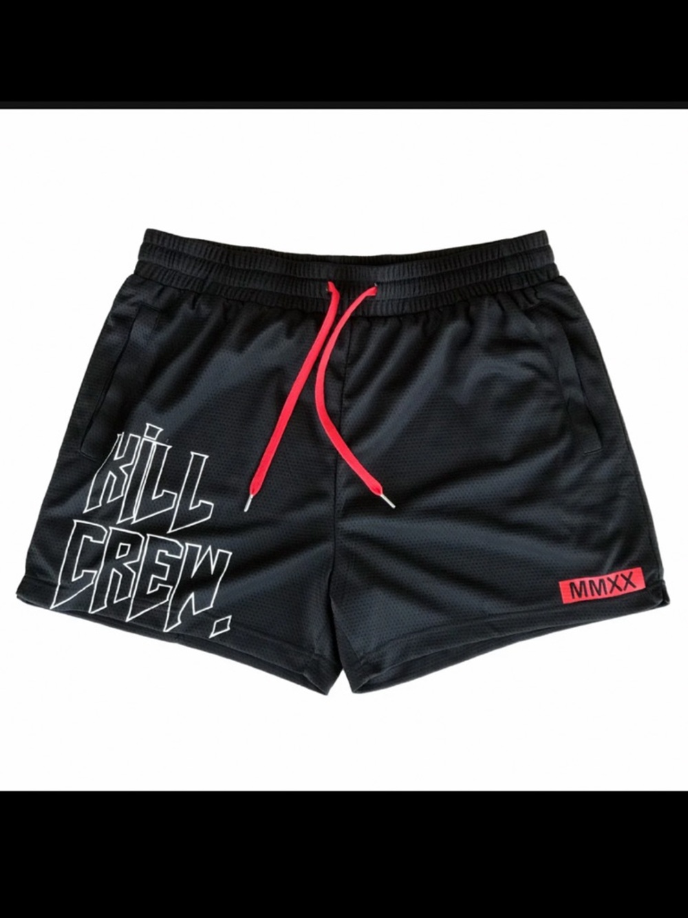 Kill Crew Black White & Red Muay Thai Shorts